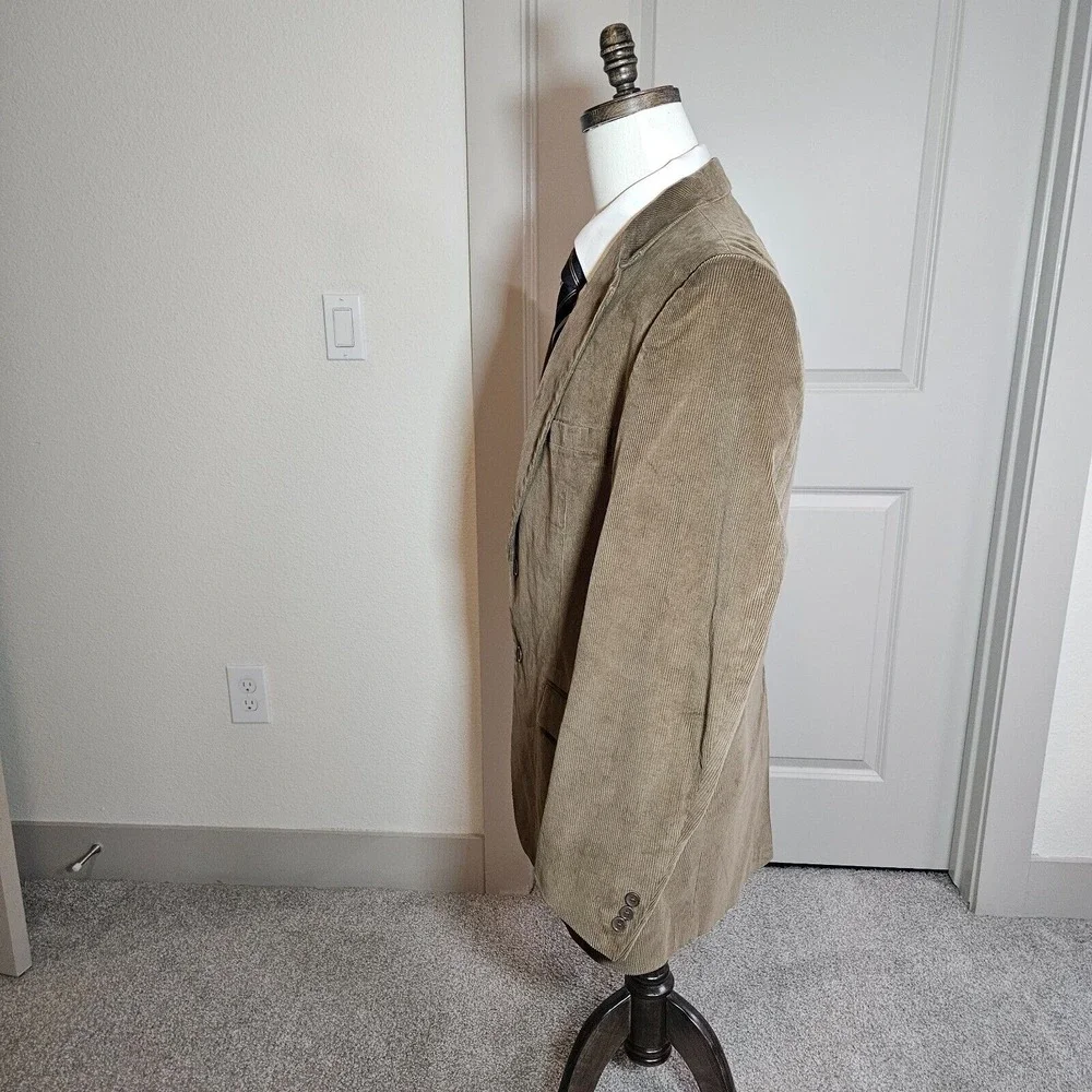 Alan Flusser Corduroy Blazer Sport Coat Suit Men‎ 46 L 2-Button Brown